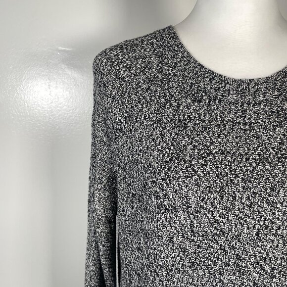 Urban Knit Supply Black White Marled Crewneck Tight Knit Long Sleeve Sweater M - Picture 4 of 14